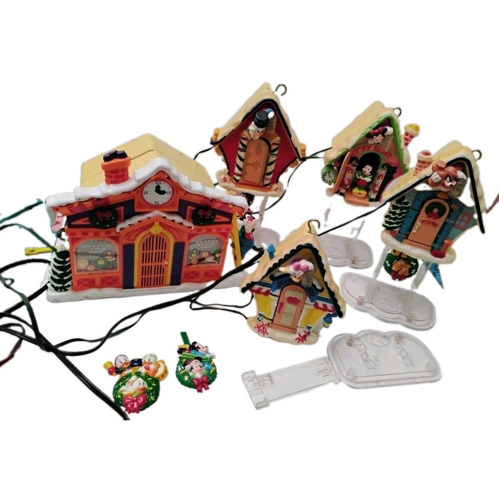 Vtg 1993 Mr Christmas Mickey's Clock Shop WORKS Lights & Sound Partial Set Parts